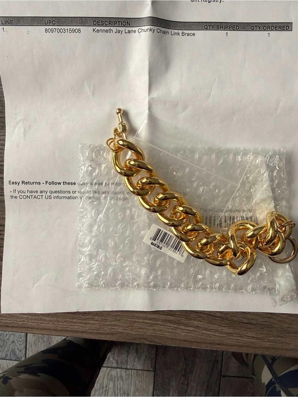 Kenneth Jay Lane Polished Gold Link Bracelet